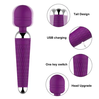 Powerful Magic Wand Vibrators for women, USB Charge AV Stick Female G Spot Massager Clitoris Stimulator Adult Sex Toys for Woman 5