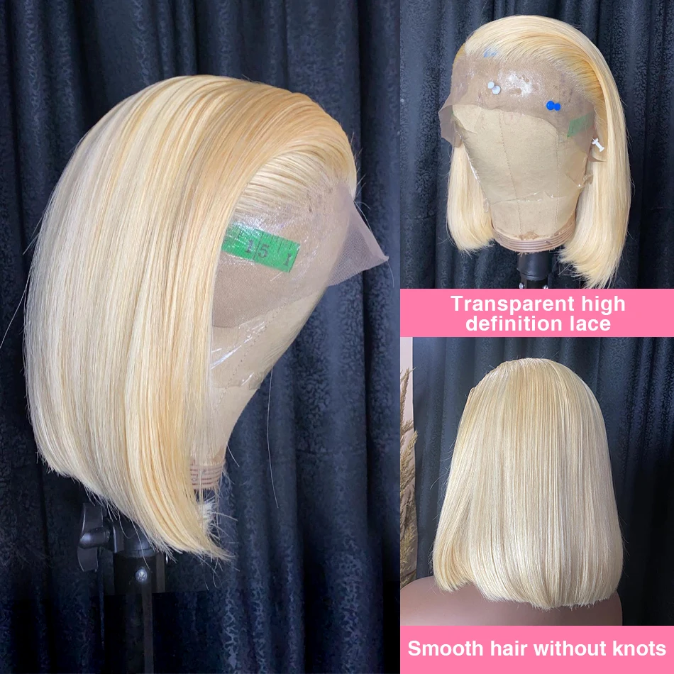 Short Bob Wig 613 Honey Blonde Color Brazilian Straight Bob Wig HD Lace Front Human Hair Wigs 13x4 13x6 Lace Frontal Wigs human hair wig