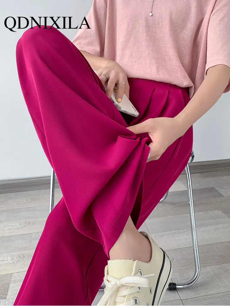 

New In Women Pants Elegant 2023 Office Summer Spring Casual Suit Pant High Waist Wide Leg Black Trousers Loose Streetwear Women