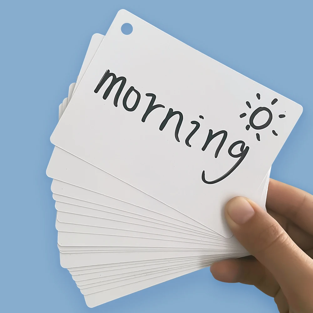 20 Cards Dry Erase Handwritten Blank Cards Message Note Labels White Waterproof Paper Card Word Card Rewritable for Kid Adult 5