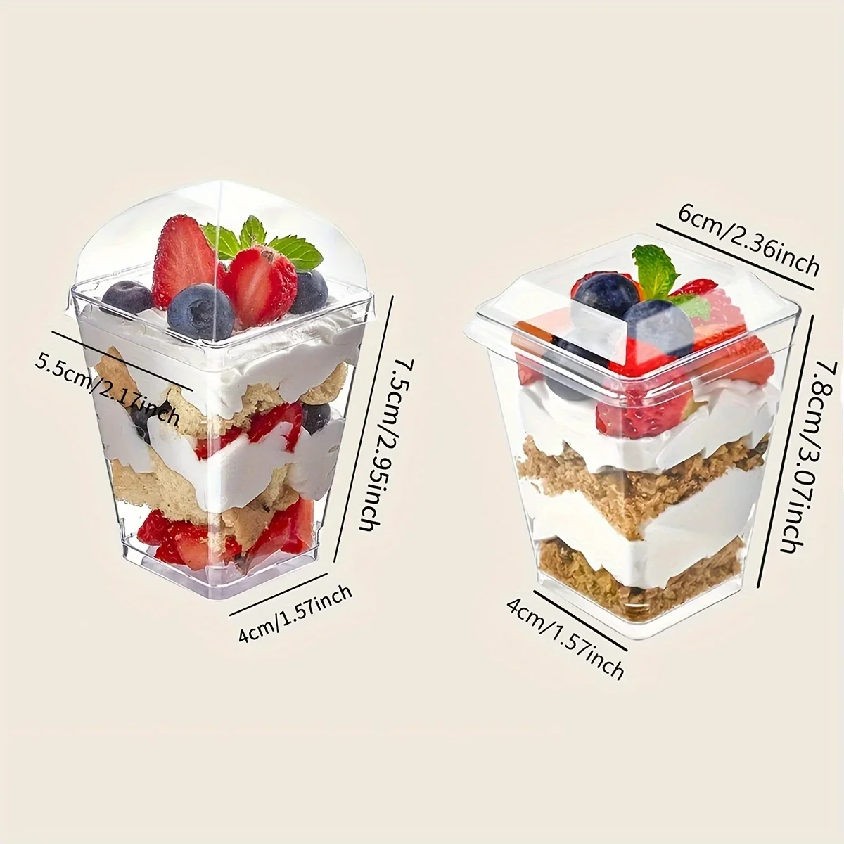 Mousse Cup, Pudding Cup, Yogurt Cup,Individual Container for Mousse Cake, Pudding and Yogurt,  Transparent with Cover