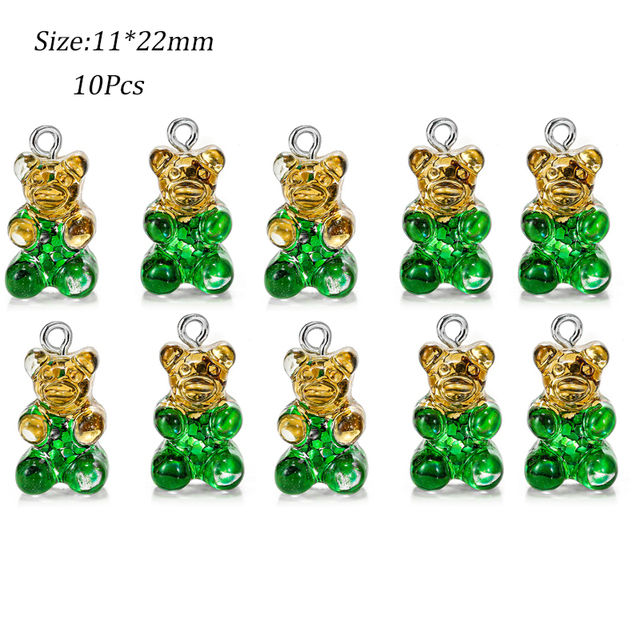 Colorful Gummy Bear Pendant Charms for Necklace Bracelet Diy Earrings Jewelry Bears Valentine's Day Gift 2.1*1.1cm