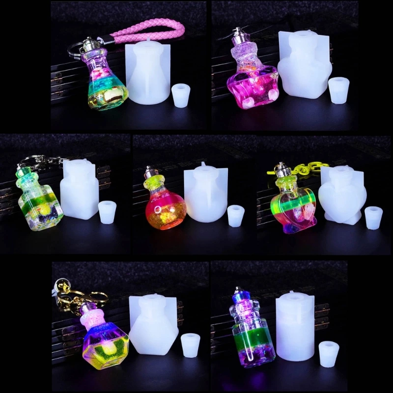 

Night Light Mold Desktop Night Lamp Mold LED Display Base Bottle Epoxy Resin Molds Geometric Drift Bottle Silicone Molds