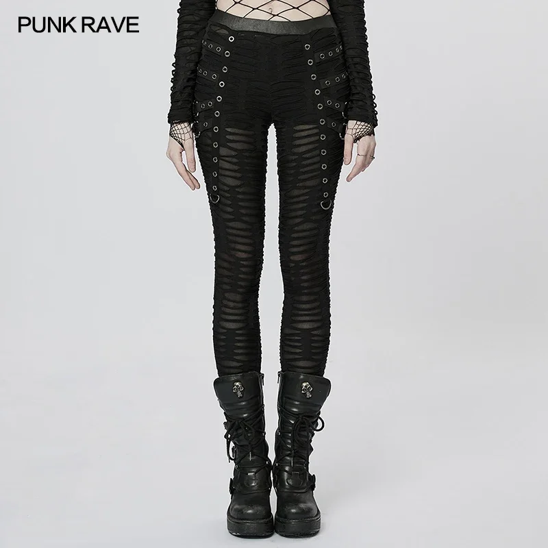 punk-rave-women's-gothic-decayed-slim-fit-leggings-punk-meta-eyelets-webbing-personality-thin-black-pants-spring-summer