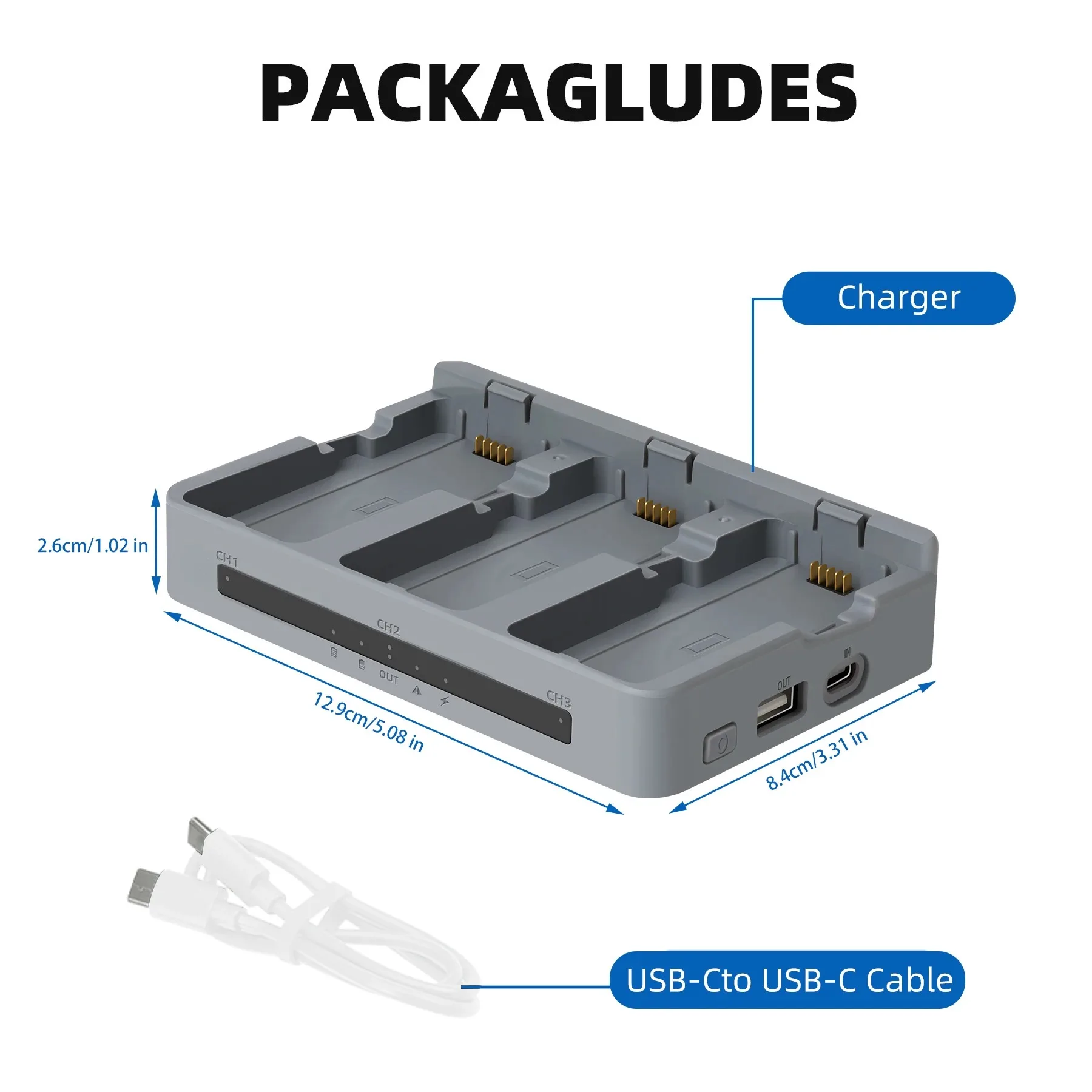 Chargeur rapide 65W 3 canaux pour batterie DJI Neo 2 - Hub intelligent