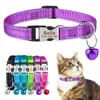 Personalized Pure Nylon Cat Collar Customized Buckle Engraved Collar Nameplate Name Adjustable Colorful Summer Free for S Cat 1