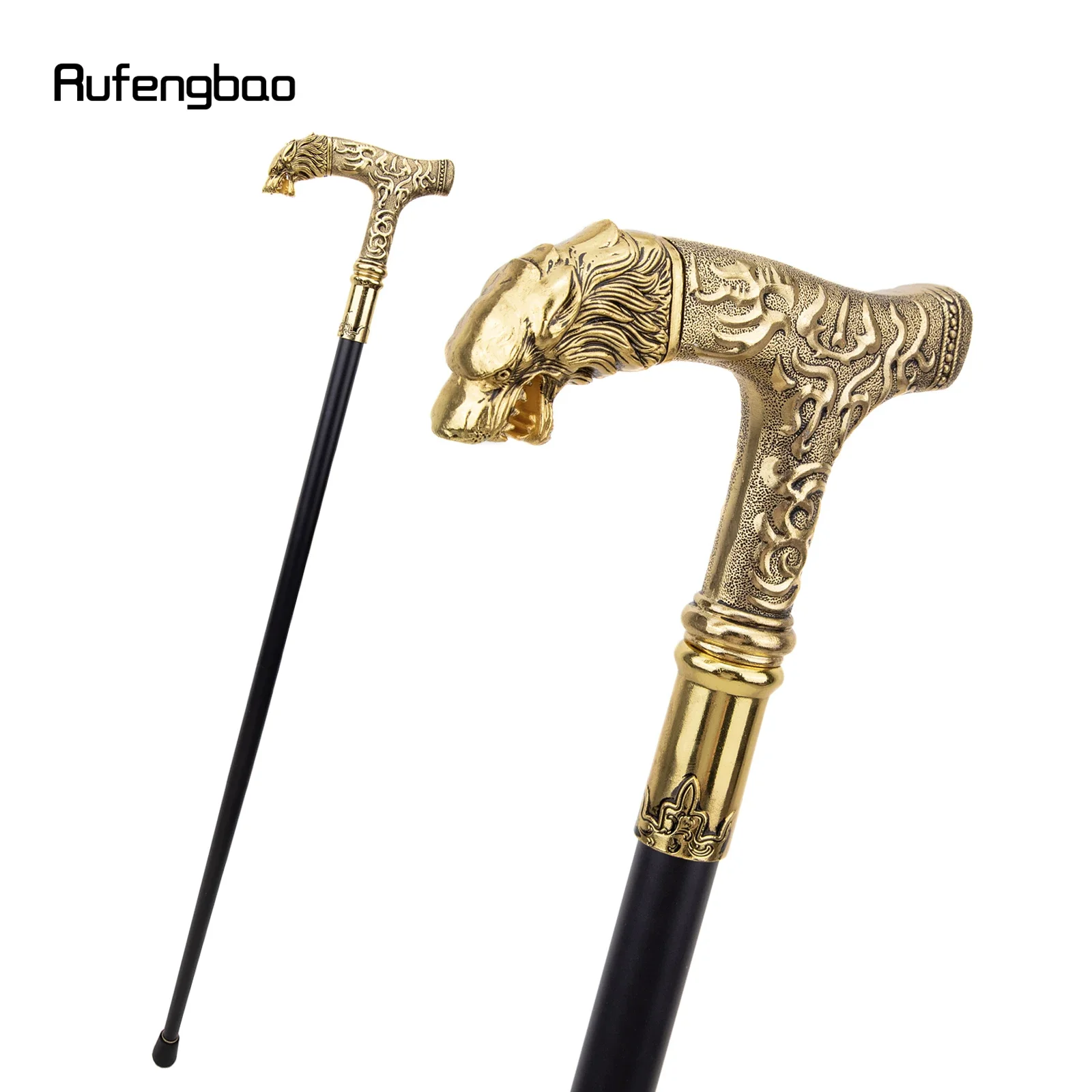 

Golden Wolf Handle Single Joint Fashion Walking Stick Decorative Vampire Cospaly Party Walking Cane Halloween Crosier 93cm