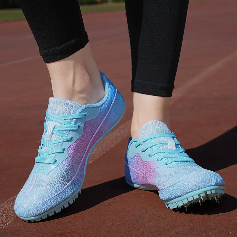 Chaussures d'athlétisme à pointes courtes pour hommes et femmes, baskets de course, de sport et d'entraînement, taille 35-45