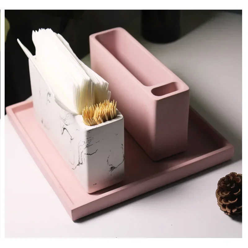 

Cement Tissue Box Toothpick Box Nordic Original Design Small Ornaments Creative Living Room Simple Paper Extraction Box