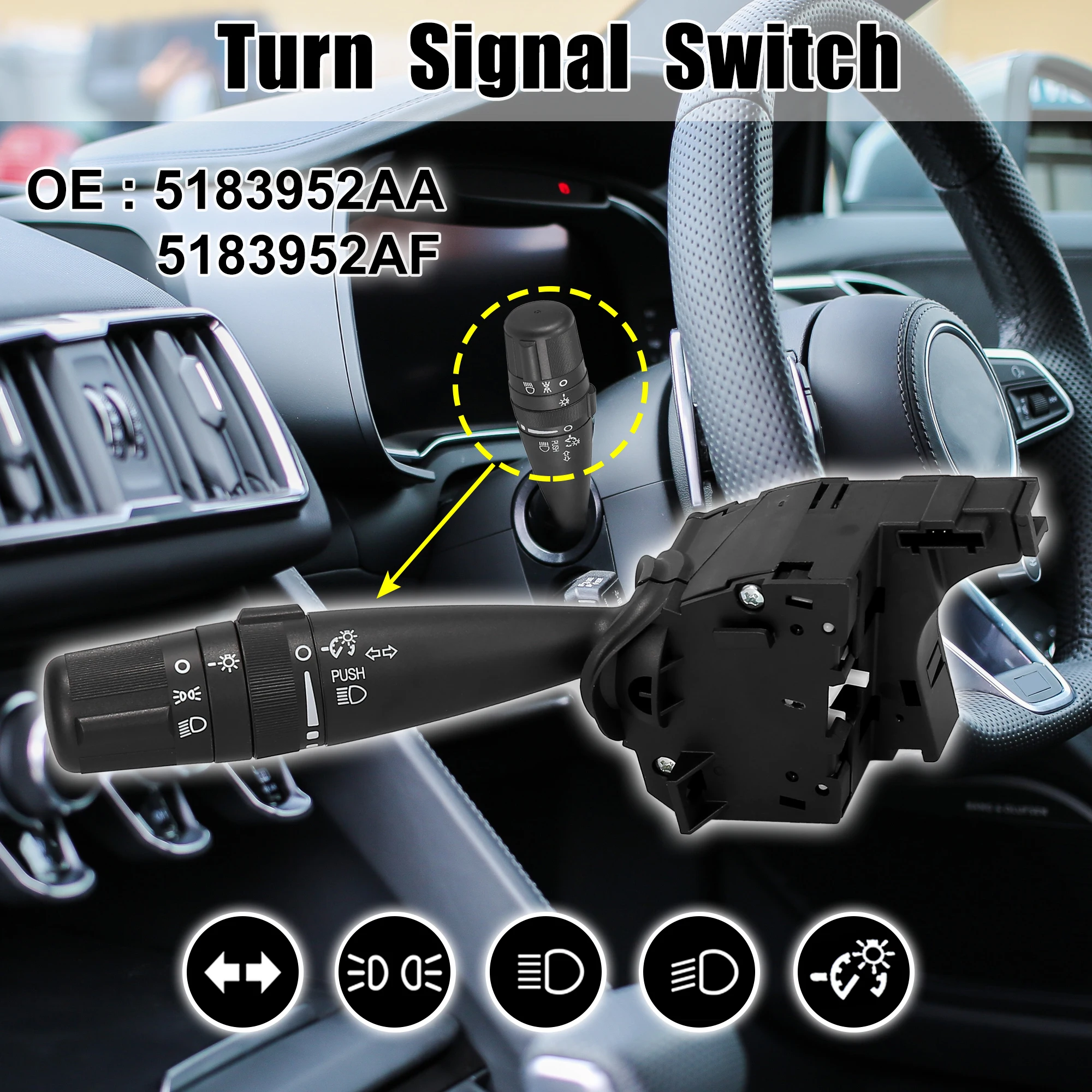 

uxcell Car Turn Signal Switch Combination Switches 5183952AA/AF For Chrysler For Dodge For Jeep 2.0/2.4/2.7/3.5/3.6/3.8L