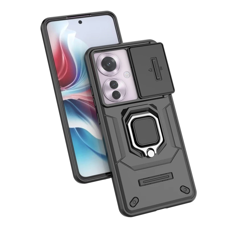 

For Reno 11F Case Cover OPPO Reno 11F Capas Armor Phone Bumper Back Shockproof Camera Lens Protector Ring Holder Fundas Reno 11F