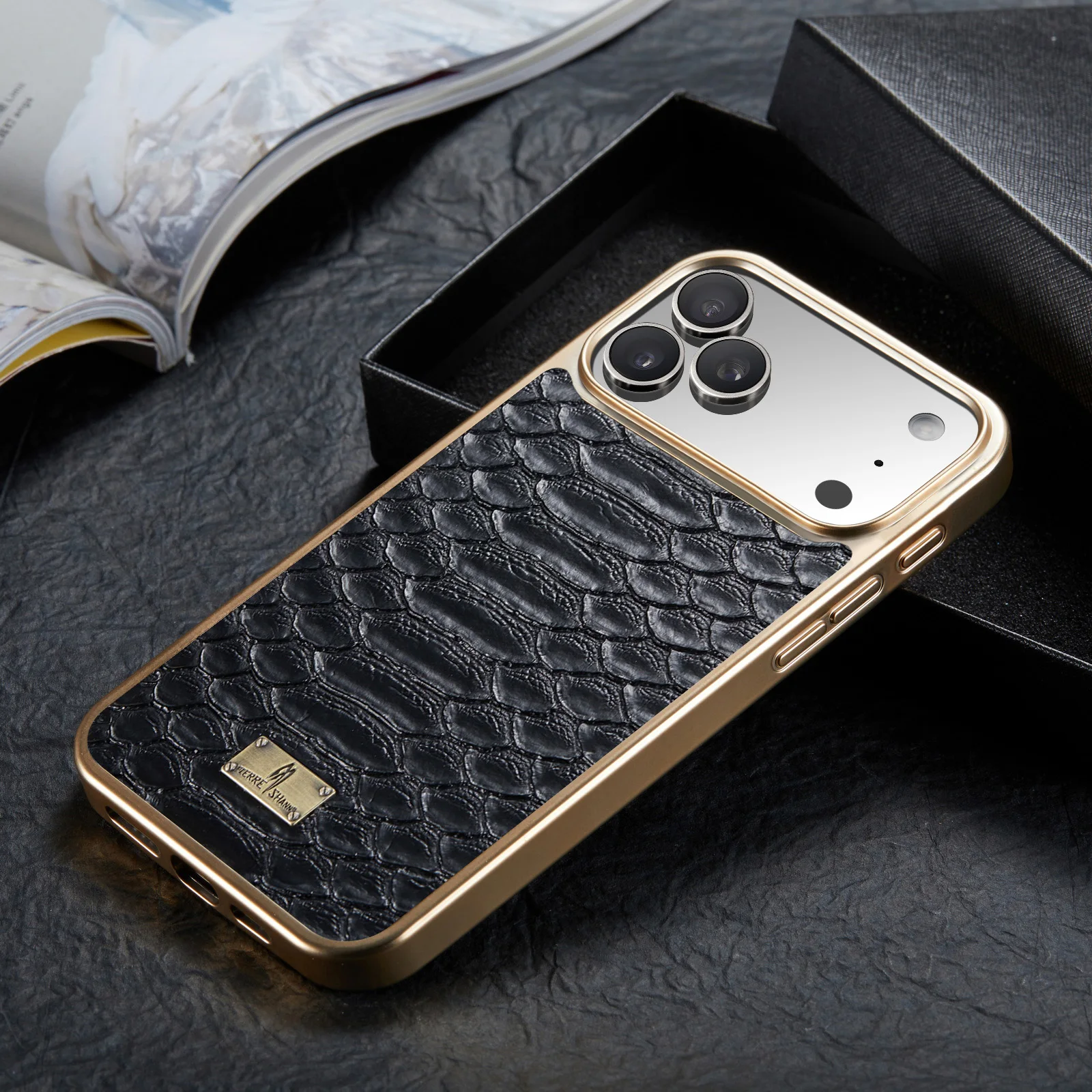 Elegant Plating Leather Phone Case with 3D Embossed Texture - Soft Shockproof Shell Cover