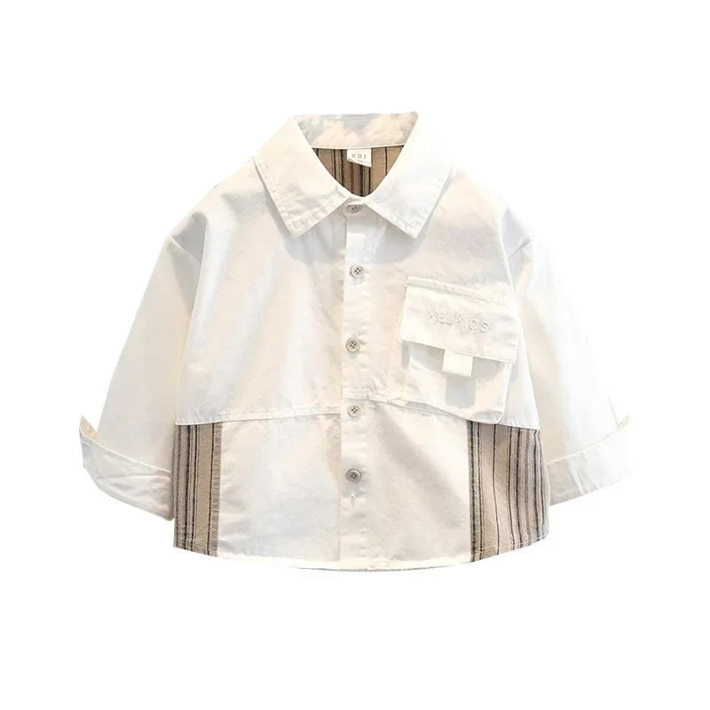 Children's Long Sleeve Shirt Jacket Casual Handsome Boy Clothes Stylish Boys' Blouse Autumn Fashion for Kids