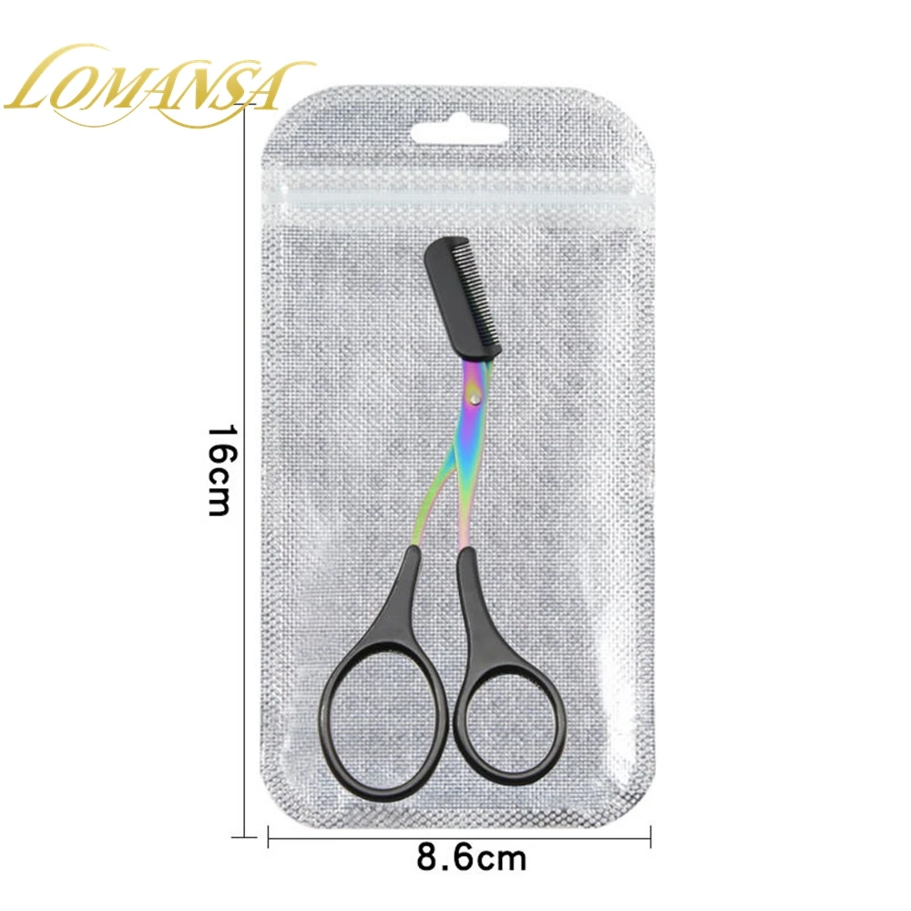Eyebrow Trimmer Scissor with Comb Female Male Eyebrow Eyelash Scissors Safety Stainless Steel Face Razor Makeup Beauty Scissors 3