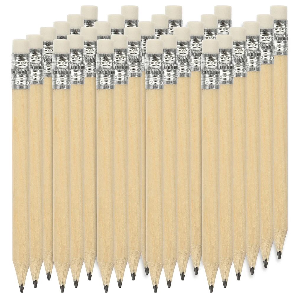 Mini wooden eraser pencil 35Pcs 10cm short for kids students teachers sketching drawing tools school stationery
