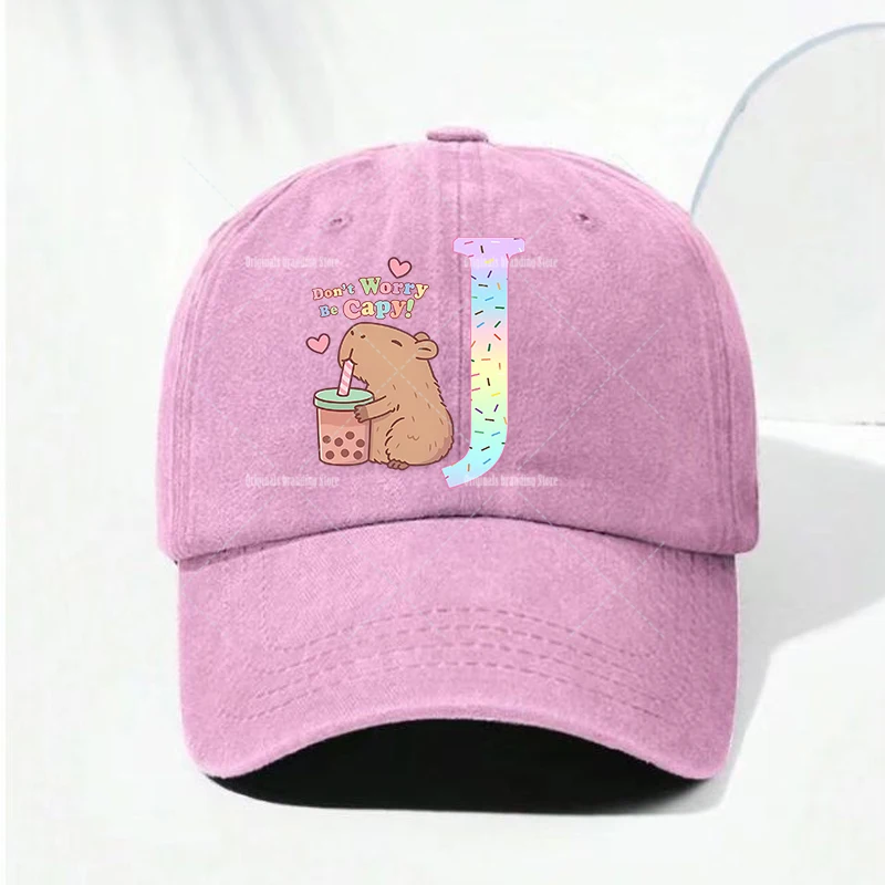 Charming Capybara Alphabet Baseball Cap – Summer Adjustable Sun Hat