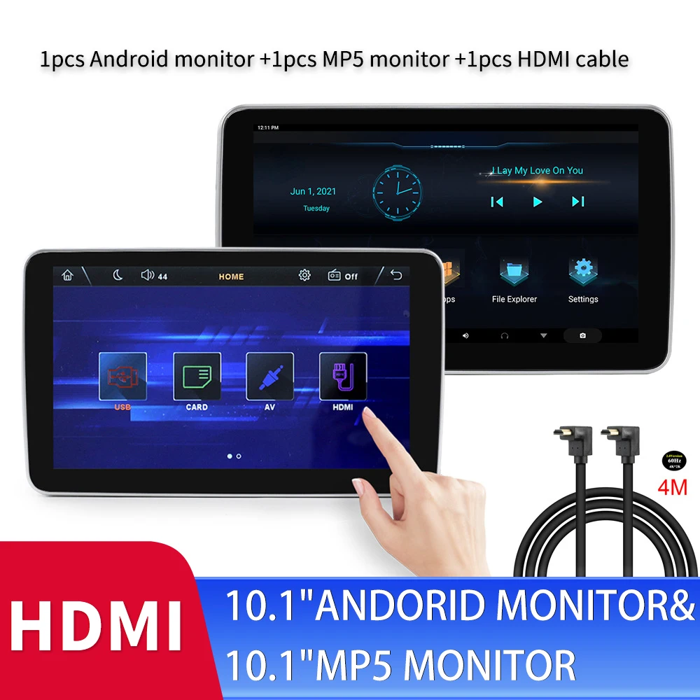

10.1 Inch Car TV Headrest Monitor Tablet Touch Screen MP5 Player Sycn Screen Rear Seat Monitor 4K 1080P Multimedia Video Player