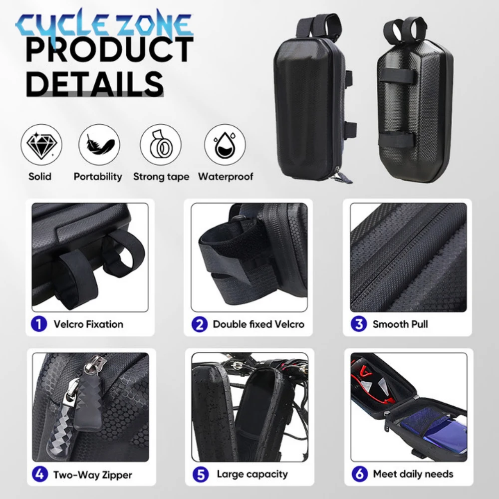 3L Electric Scooter Bag EVA Hard Shell Electric Bike Handlebar Bags Large Capacity MTB Road Cycling Front Handlebar Storage Bag