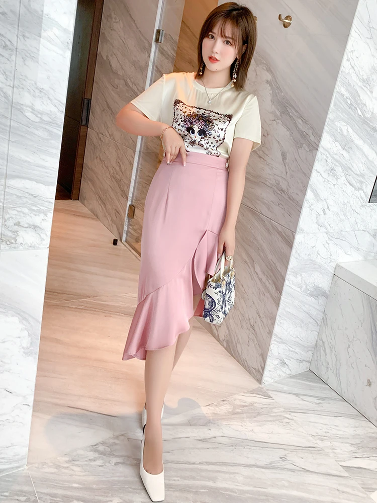 long skirts High quality Skirt only Tall waist splicing gauze fishtail skirt skirt is placed the new early in the spring of 2022 a line skirt