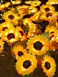 Solar - Powered Sunflower LED Garden Light - Waterproof Outdoor Decorative Lamp - 1PCS 3Heads (Warm White)