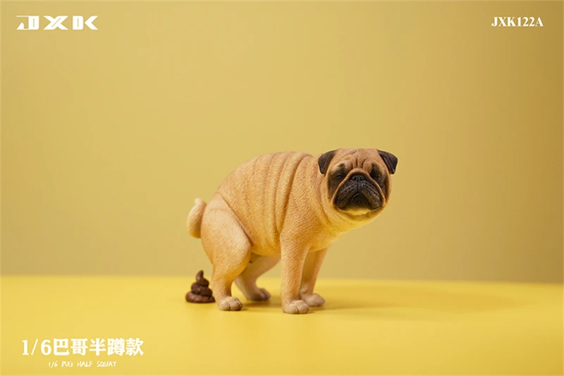 JXK 1/6 Half Squat Pug Funny Pet Dog Model Xmas Gift Animal