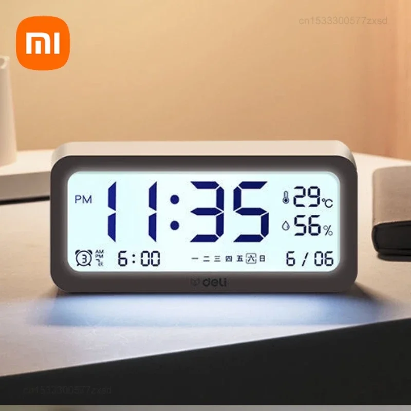 Xiaomi-Deli-Alarm-Clock-Durable-Household-Thermo-Hygrometer-Night-Light ...