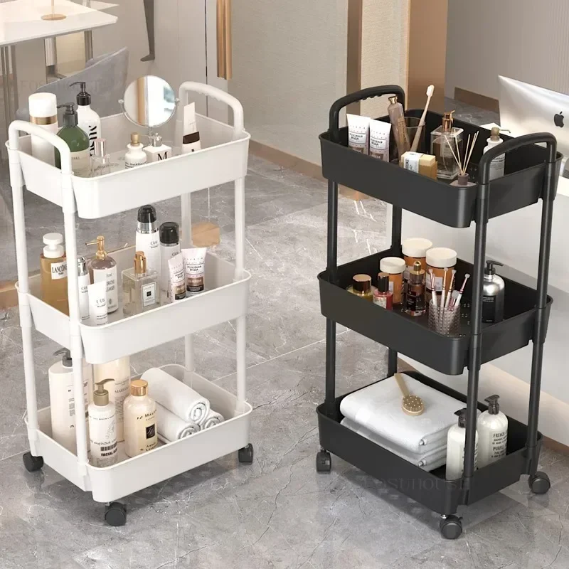 Ins IronTrolley for Beauty Salon Movable Simple Creative Hand Cart for Barber Shop Auxiliary Cart with Wheels Pulley Armrests