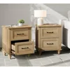 Nightstands with Charging Station Set of 2, Night Stand with 2 Drawers,Wooden Rustic Bedside Table End Tables with Solid Wood 1