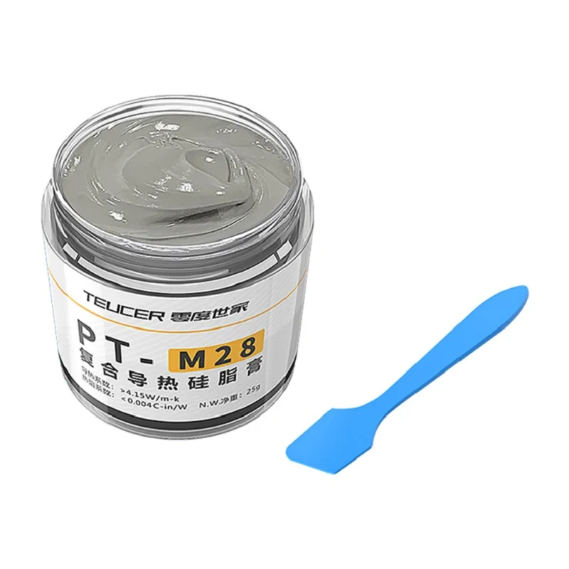 TEUCER PT-M28 써멀 그리스 복합체, 열전도성 실리콘 그리스, 석고 방열판 복합체, CPU 컴퓨터용, 25g