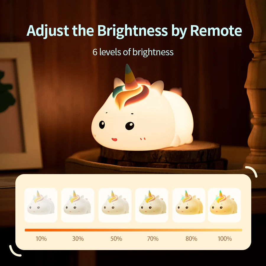 순록 실리콘 LED 야간 조명, USB 충전, 수면 램프, 타이밍 룸 장식, 크리스마스 선물, 어린이용 LED 조명