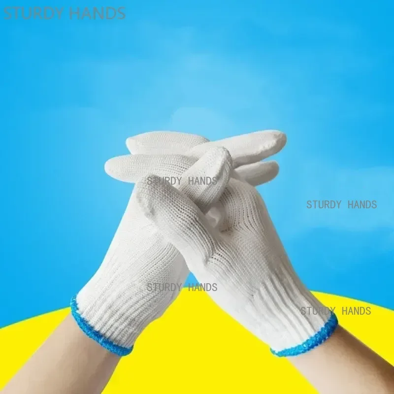 12 Pairs Wear-Resistant Ventilate Work Gloves Women Men Material Cotton Yarn Anti-Skid Knit Mitten Labor Protection Gardening