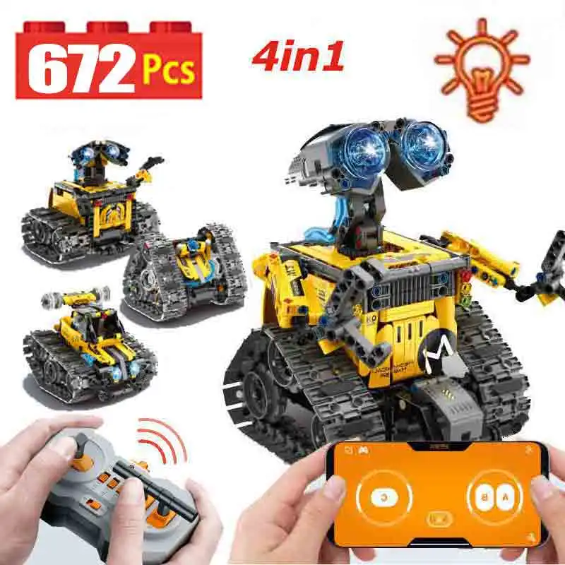 zkzc-led-4-in-1-city-technical-rc-robot-racing-car-building-blocks-remote-control-suv-truck-bricks-toys-for-kids-gifts