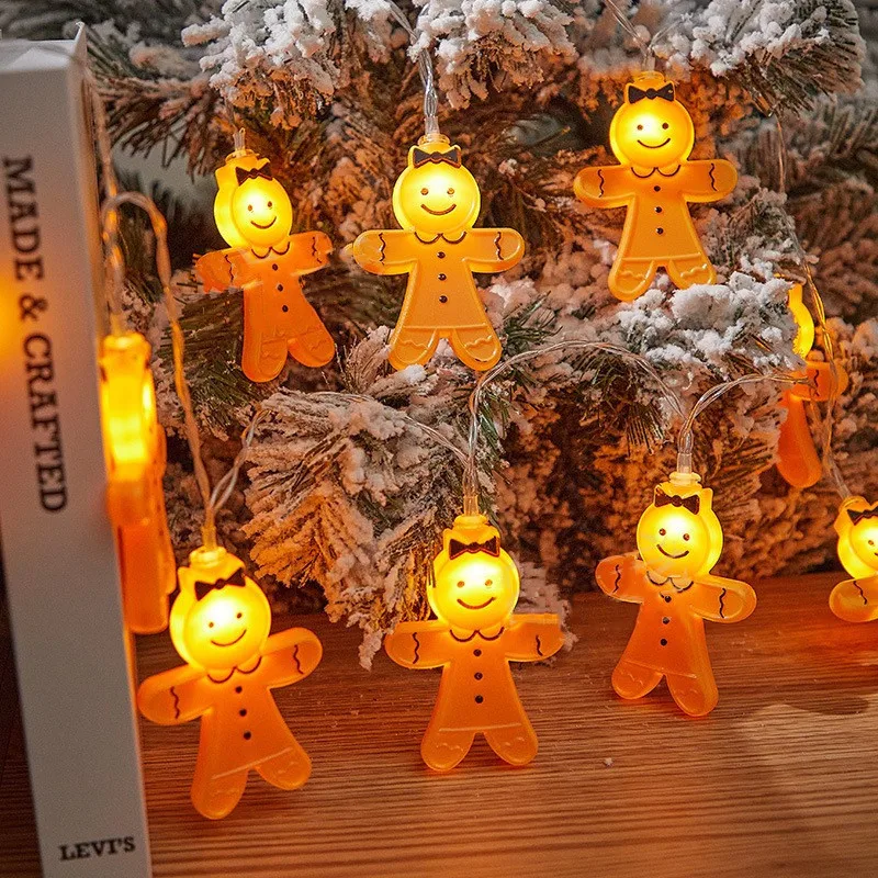

1.5m 10LED Gingerbread Man Snowflake LED String Lights Holiday Wedding Christmas Decoration New Year Fairy Lights Garland Lamp
