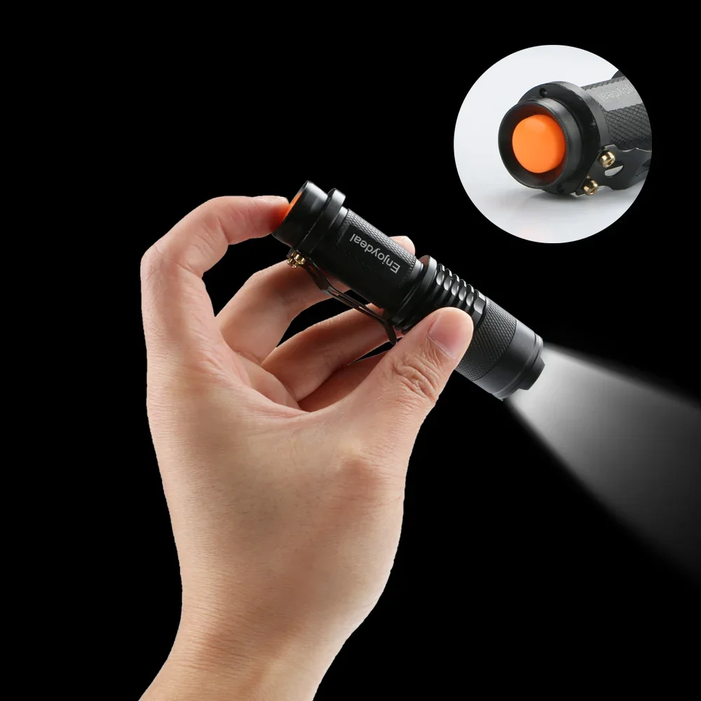 Compact Waterproof 2000lm LED Flashlight - Zoomable with 5 Color Options