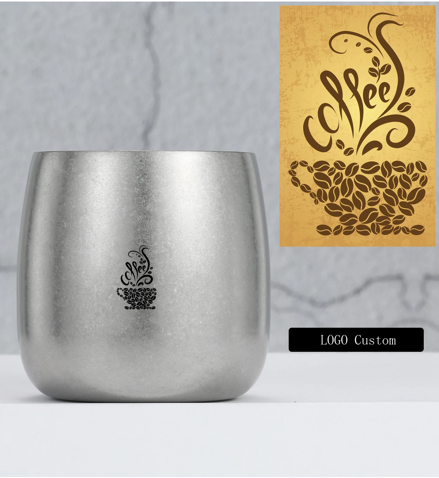 Doppelschichtiger isolierter Heißwasserbecher aus Edelstahl 304, personalisiertes individuelles Logo mit Namen, RVintage-Minibecher für Kaffee, Camping, Geschenk – Detail 7