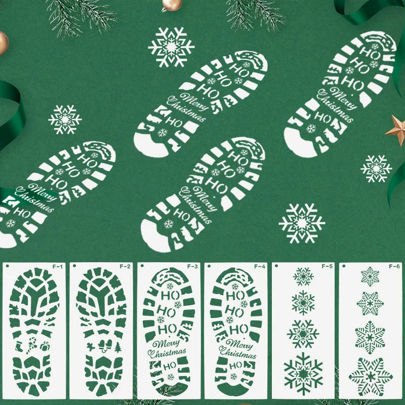 Christmas Decorations Merry Christmas Footprint Snowflake Santa Claus Xmas Tree Painting Template Embossing Paper Card Embossing Album Xmas Decoration
