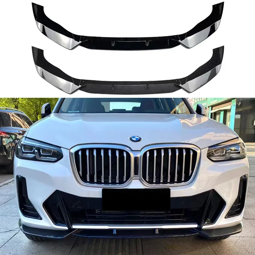 

For BMW X3 G01 X4 G02 ix3 G08 M Pack Front Bumper Splitter Lip Spoiler Diffuser Guard Body Kit Cover 2021 2022+ Gloss Black ABS