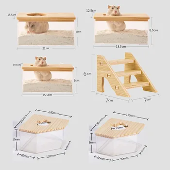 Bagno per criceti, doccia, vasca da bagno, sabbiera, completamente trasparente, grande toilette, orinatoio a doppio uso, forniture per orsi dorati, porcellino d'India