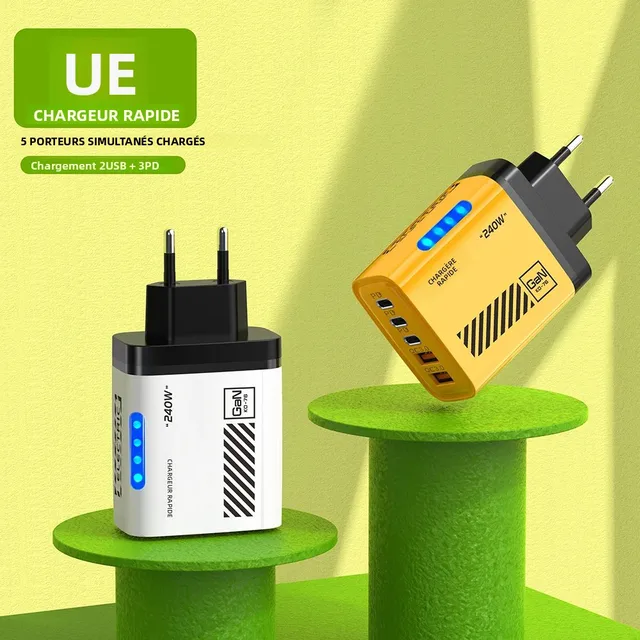 5 Ports chargeur rapide Type C Charge rapide 3.0 USB C adaptateur de chargeur mural pour iPhone 17 Pro Samsung Xiaomi mi PD USB Charge rapide 4 5 Ports chargeur rapide Type C Charge rapide 3.0 USB C adaptateur de chargeur mural pour iPhone 17 Pro Samsung Xiaomi mi PD USB Charge rapide 4