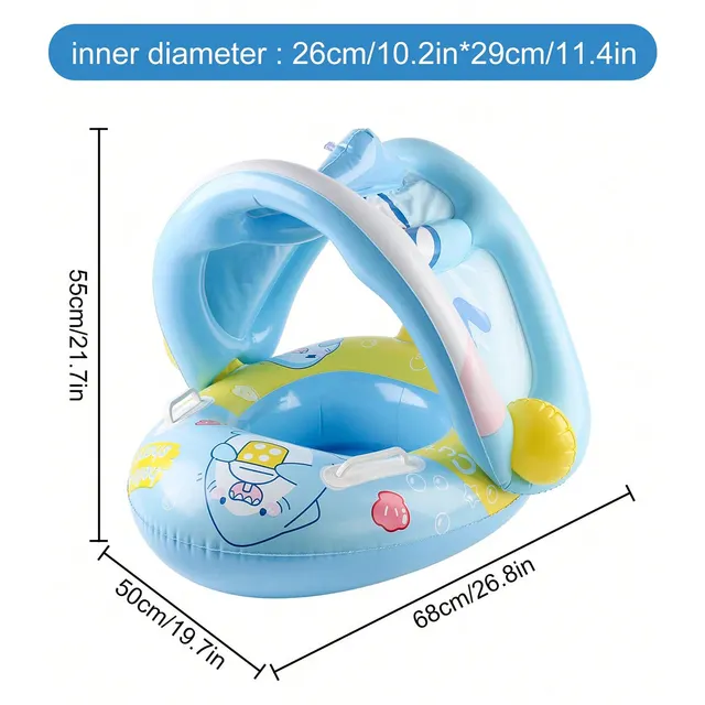 1PC Blue & Pink Thickened Inflatable Seat Ring with Underarm Float Design, Summer Pool & Beach Party Essential for Kids 3