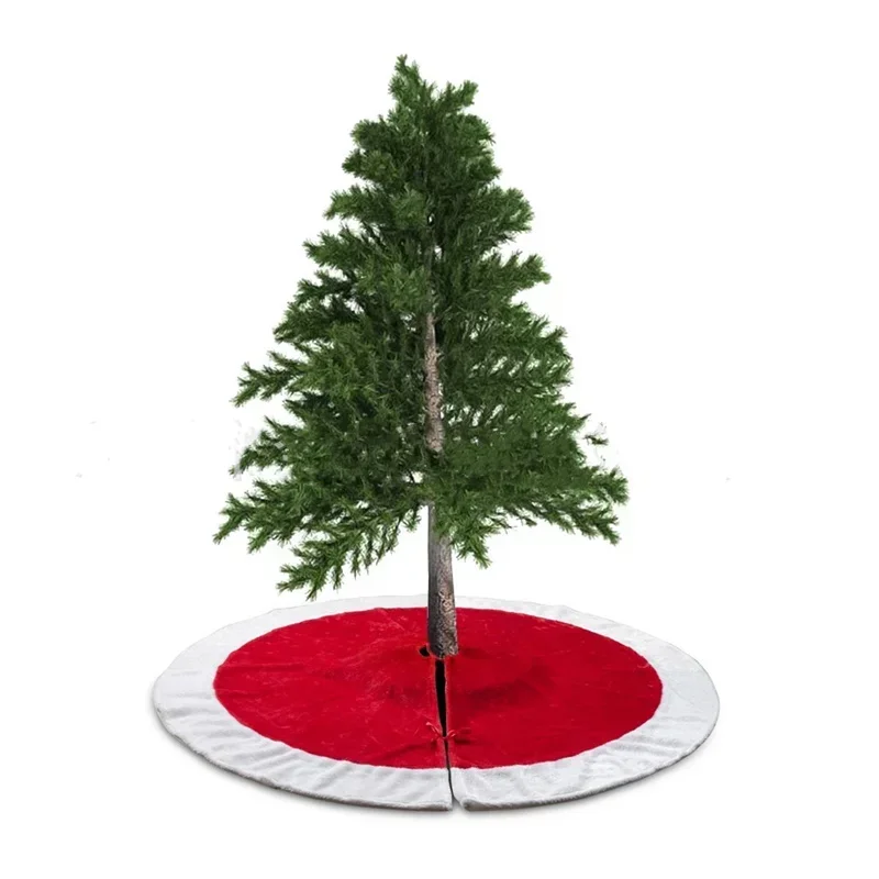 

120cm Xmas Tree Decoration Fabric Christmas Decorations Home Hotel Scene Layout Christmas Tree Skirt Plush Red and White Classic