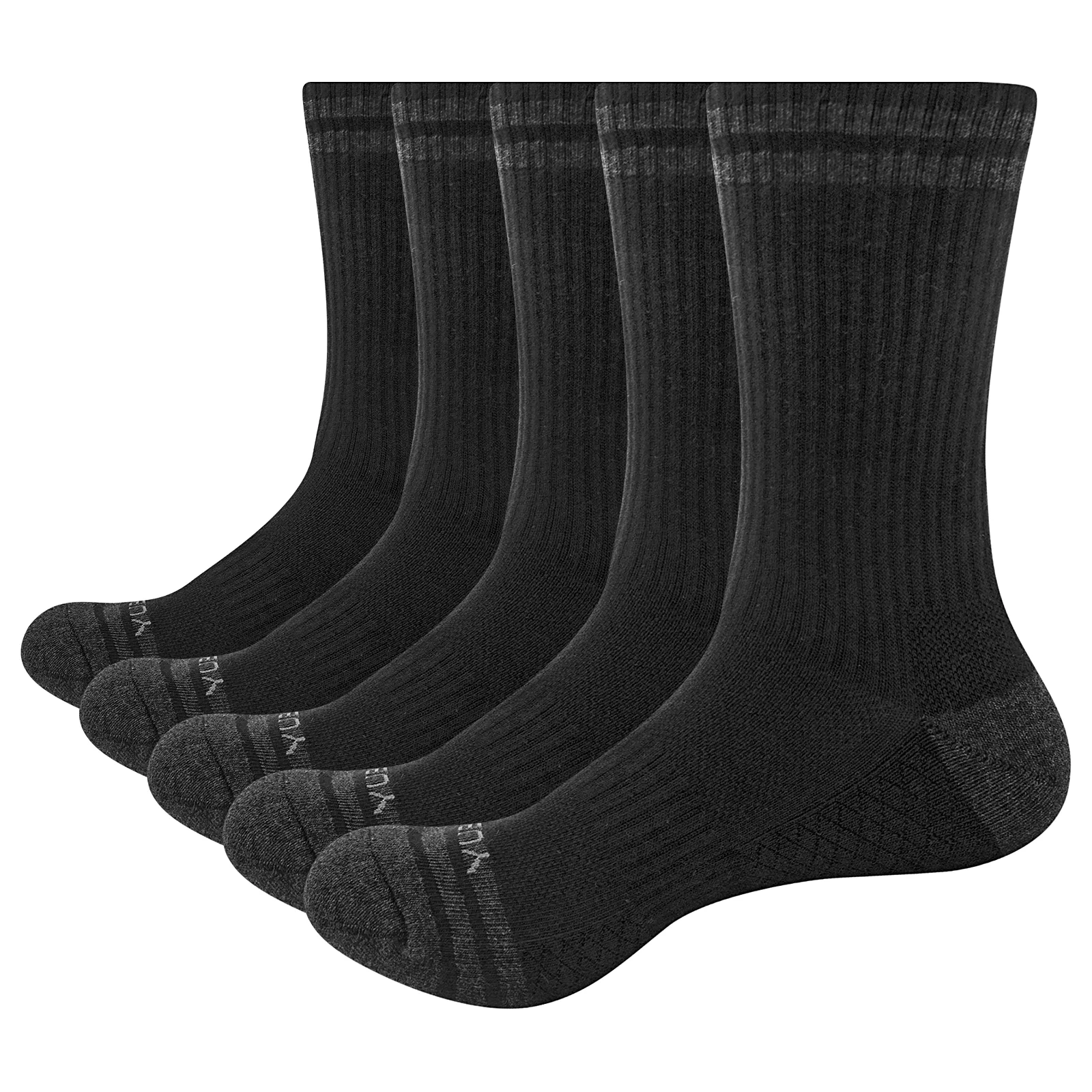 YUEDGE Mens Socks Cotton Cushioned Mid Crew Socks For Hiking Running