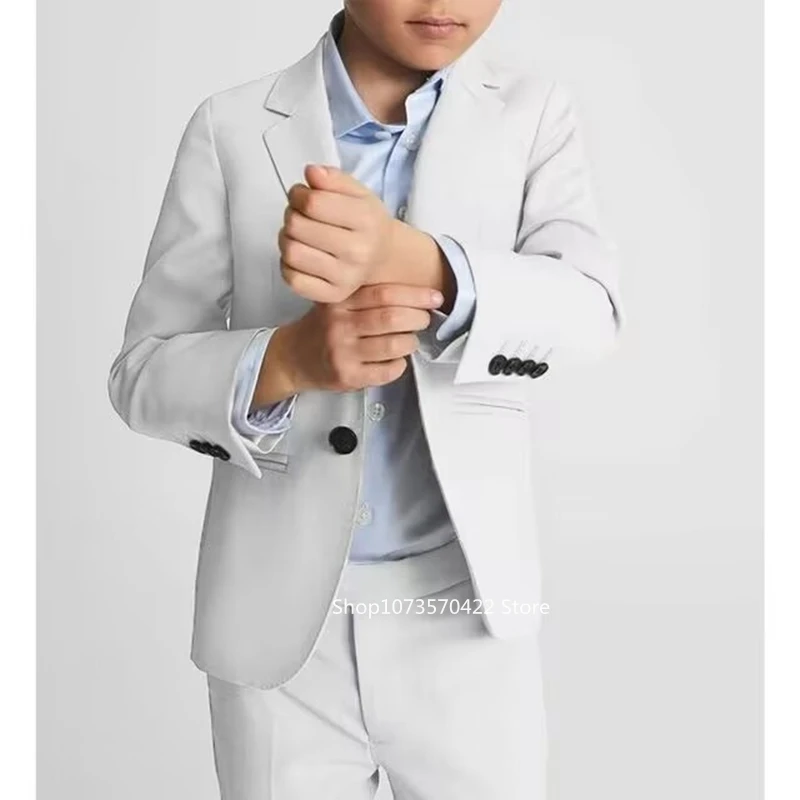 New Popular Boys Suit For School Activities Formal Classic Kids 2 Pieces Notch Lapel Blazer Pants Wedding Ring Bearer Set