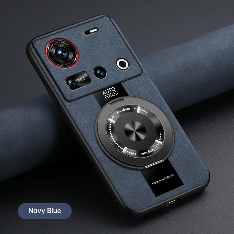 Luxury Magnetic Leather Phone Case with 360-Degree Rotating Stand and Shockproof Bumper