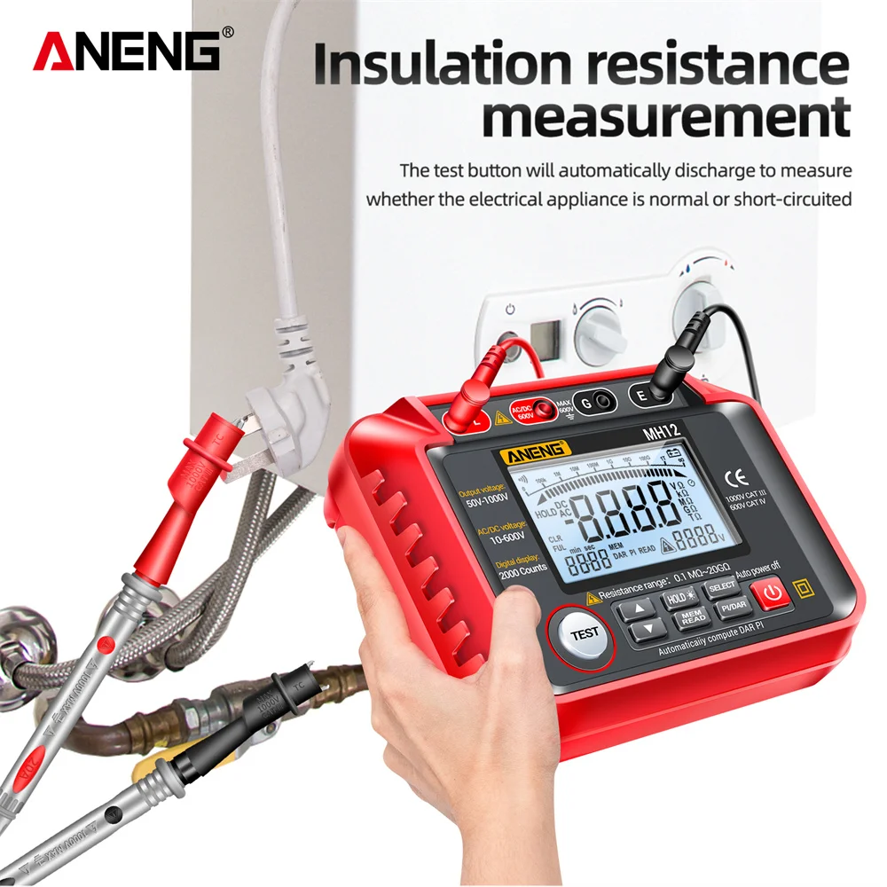 Resistance Tester ANENG MH12 Digital Megohmmeter Insulation Earth Resistance Meters High Voltage Voltmeter