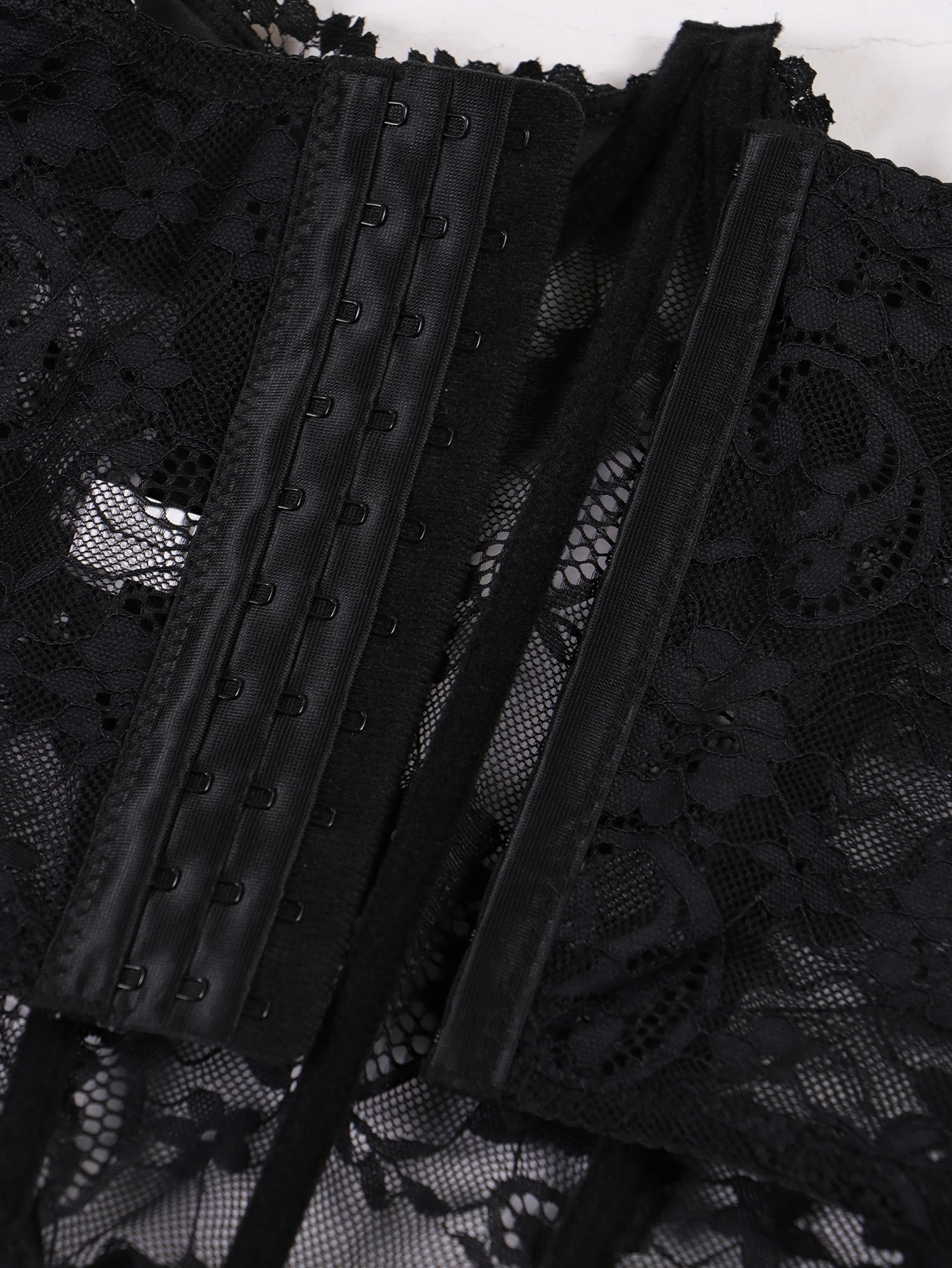 Adjustable lace bustier styled for evening outfits and special occasions