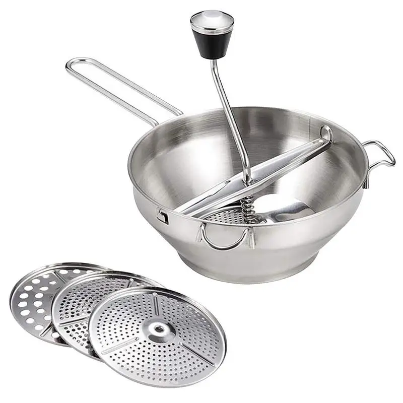 Manual Food Mill Rotary Blender Vegetable Cutter Kitchen Chopper Stainless Steel Mashed Berry Jams Tomatoes Kitchen Tools