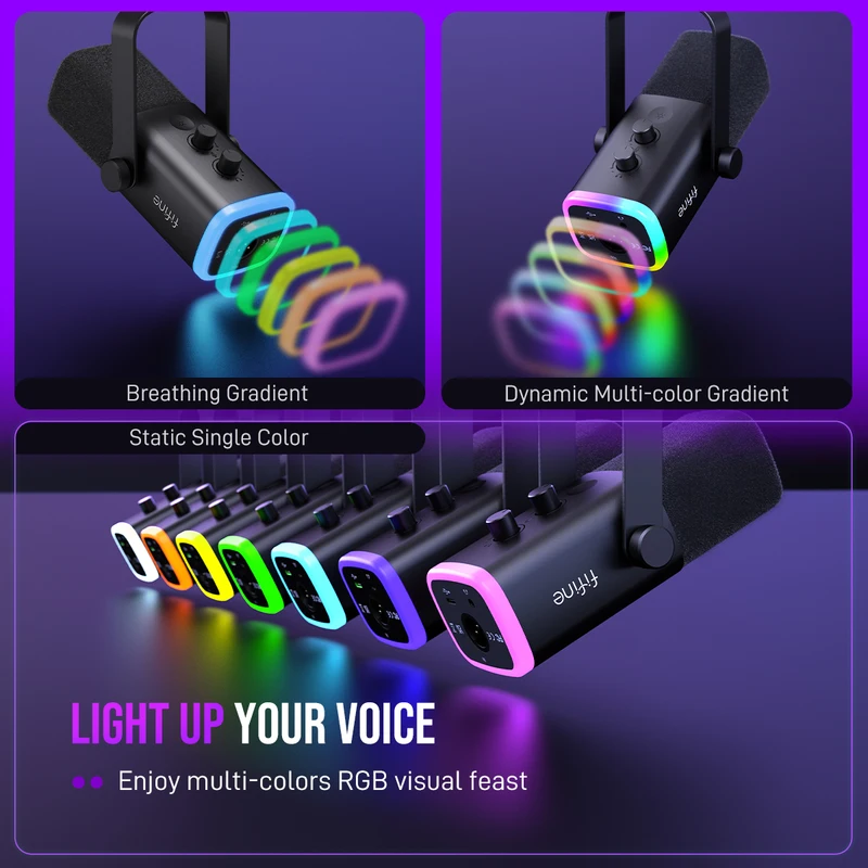 FIFINE USB/XLR Dynamic Microphone with RGB