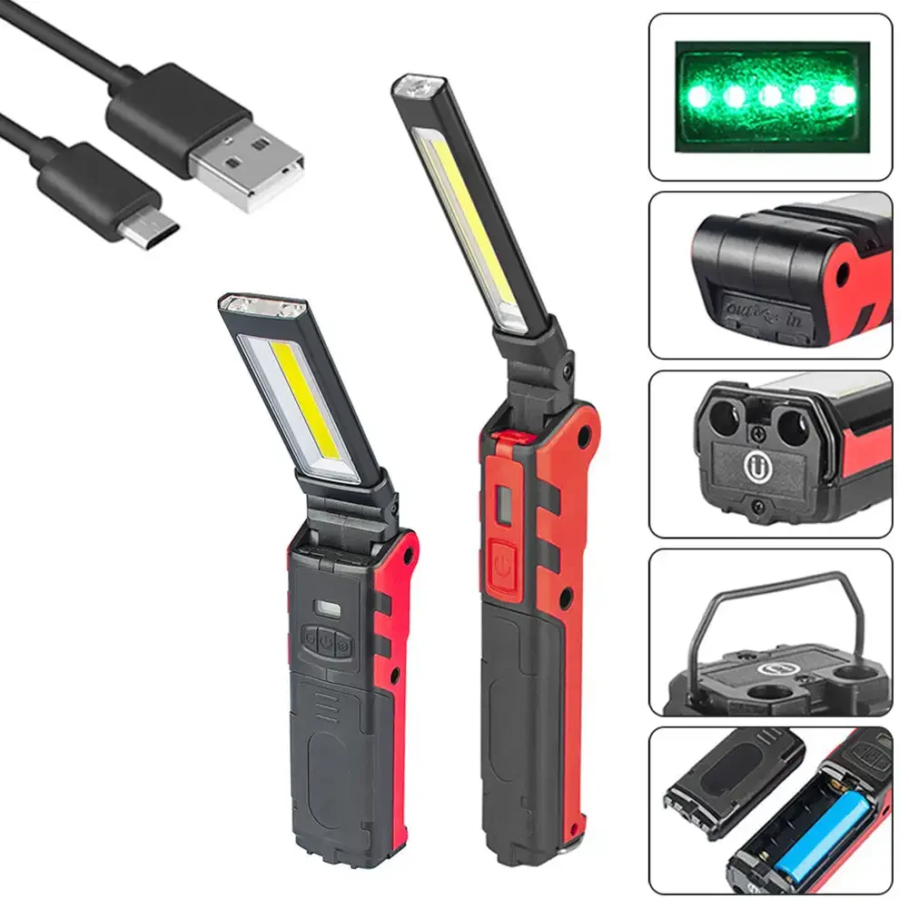 Car Repair COB LED Work Light Dimmable USB Rechargeable LED Flashlight Inspection Lamp Magnetic Hook Power Bank Torch led flashlight led lights led work light work light