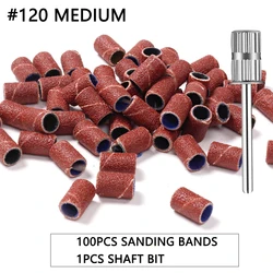 Sanding Cap Bands for Electric Manicure Machines - 100/50 Piece Set, Assorted Grits Nail Drill Files (120 Grit - 100pcs)